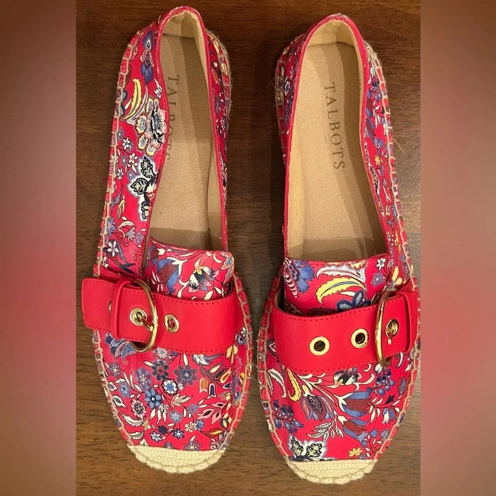 Talbots Red Floral Espadrilles